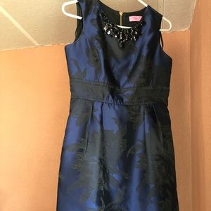 Eliza J Black and blue flower dress